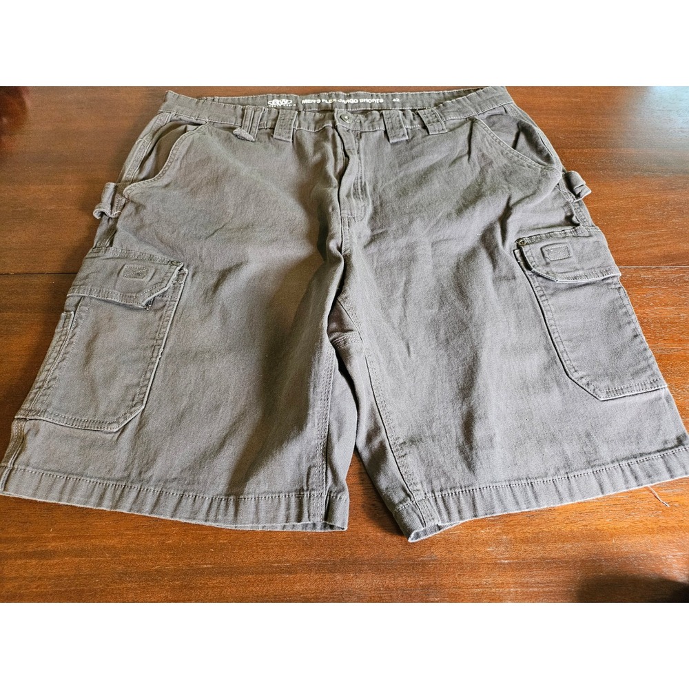 RW Rugged Wear Cargo Shorts Mens 42 Gray Flex Canvas Utility M2955